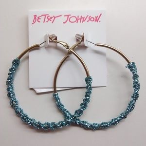 Betsey Johnson New Blue Hoop Earrings